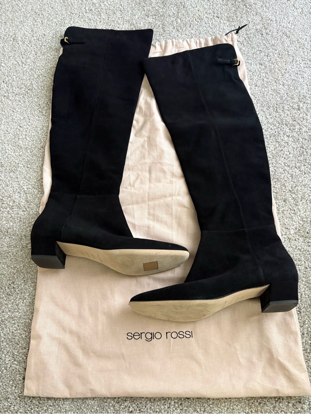 Sergio Rossi Black Suede Over-the-Knee Boots